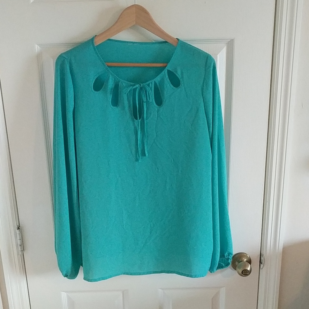 Sheer mint green peasent top
